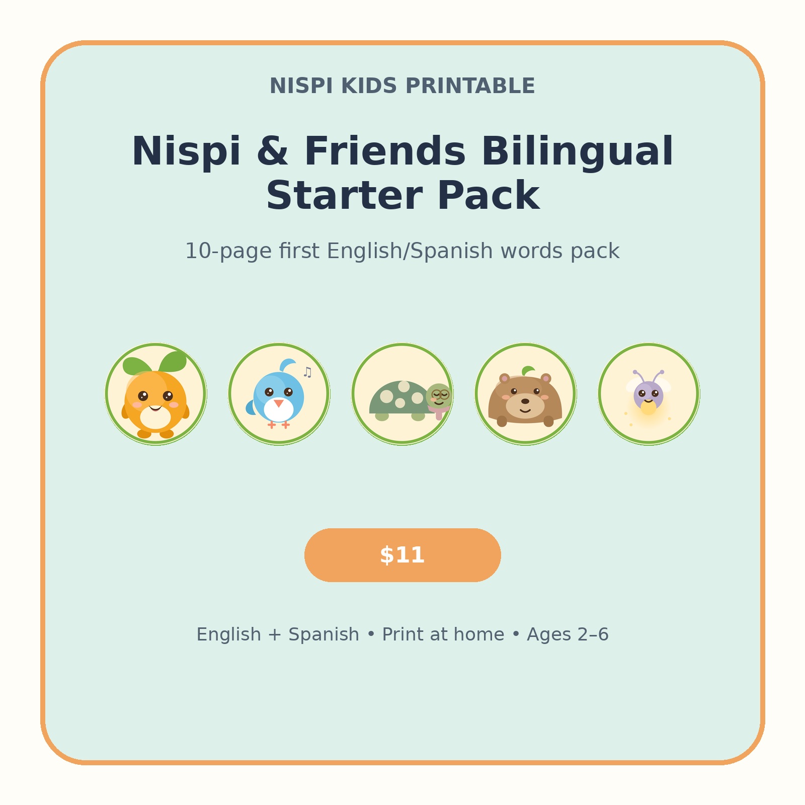 Portada del Pack Inicial Bilingüe de Nispi y sus Amigos